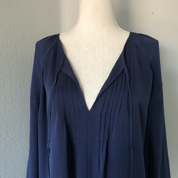 NWOT Joie Linx Pleated Silk Peasant Tie Blouse - Picture 3 of 5